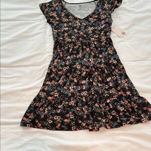 SO Floral Dress - Black with Blue and Pink Accents